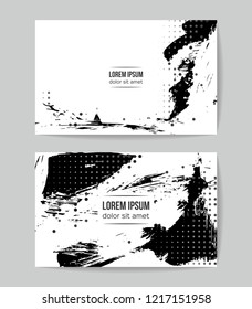 Set of vector business card templates with brush stroke background.