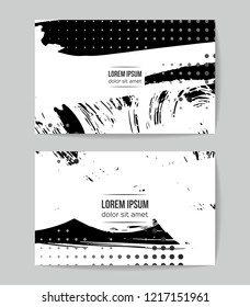 Set of vector business card templates with brush stroke background.