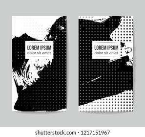 Set of vector business card templates with brush stroke background.