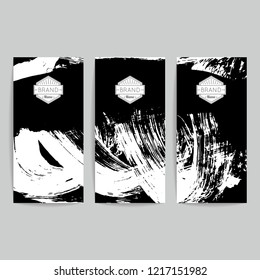 Set of vector business card templates with brush stroke background.