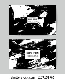 Set of vector business card templates with brush stroke background.
