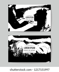 Set of vector business card templates with brush stroke background.