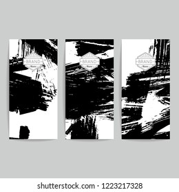 Set of vector business card templates with brush stroke background.