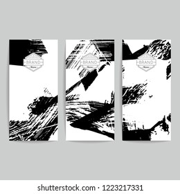 Set of vector business card templates with brush stroke background.