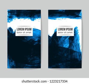 Set of vector business card templates with brush stroke background.