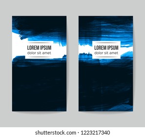 Set of vector business card templates with brush stroke background.