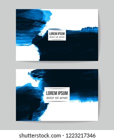 Set of vector business card templates with brush stroke background.