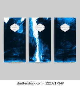 Set of vector business card templates with brush stroke background.