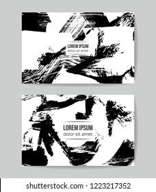 Set of vector business card templates with brush stroke background.