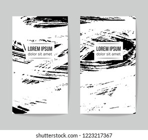 Set of vector business card templates with brush stroke background.