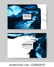 Set of vector business card templates with brush stroke background.