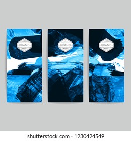 Set of vector business card templates with brush stroke background.