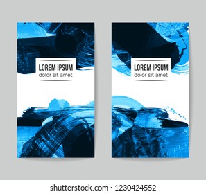Set of vector business card templates with brush stroke background.