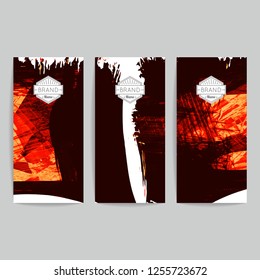 Set of vector business card templates with brush stroke background.