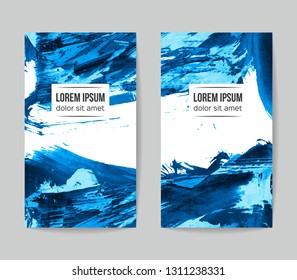 Set of vector business card templates with brush stroke background.