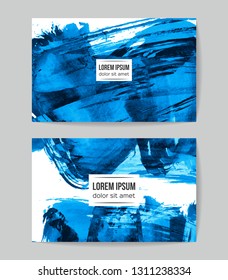 Set of vector business card templates with brush stroke background.