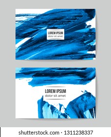 Set of vector business card templates with brush stroke background.