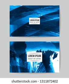Set of vector business card templates with brush stroke background.