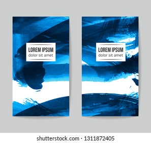 Set of vector business card templates with brush stroke background.