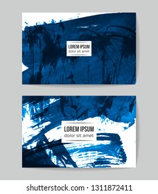 Set of vector business card templates with brush stroke background.