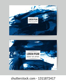 Set of vector business card templates with brush stroke background.