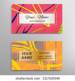 Set of vector business card templates with brush stroke background. Abstract universal grunge art texture, contemporary modern design. Creative minimalistic painting. Wallpaper with space for the text