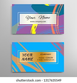 Set of vector business card templates with brush stroke background. Abstract universal grunge art texture, contemporary modern design. Creative minimalistic painting. Wallpaper with space for the text