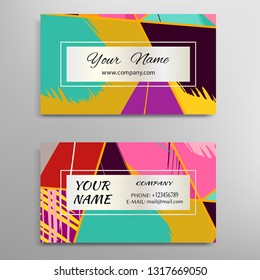 Set of vector business card templates with brush stroke background. Abstract universal grunge art texture, contemporary modern design. Creative minimalistic painting. Wallpaper with space for the text