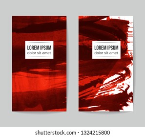 Set of vector business card templates with brush stroke background.