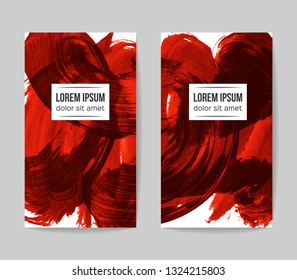 Set of vector business card templates with brush stroke background.