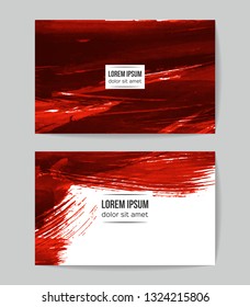 Set of vector business card templates with brush stroke background.