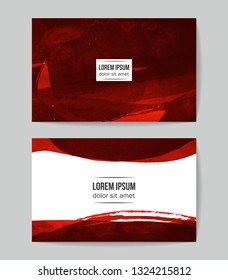 Set of vector business card templates with brush stroke background.