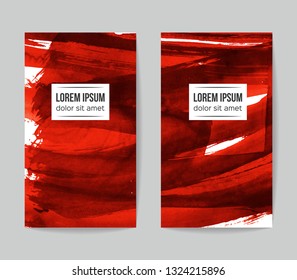 Set of vector business card templates with brush stroke background.