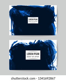 Set of vector business card templates with brush stroke background.