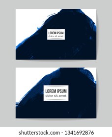 Set of vector business card templates with brush stroke background.