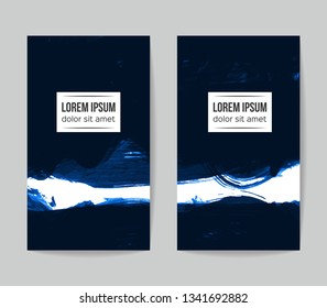 Set of vector business card templates with brush stroke background.