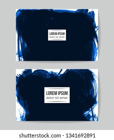 Set of vector business card templates with brush stroke background.