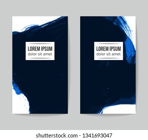 Set of vector business card templates with brush stroke background.