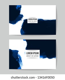 Set of vector business card templates with brush stroke background.