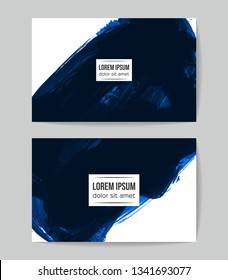 Set of vector business card templates with brush stroke background.