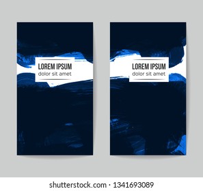 Set of vector business card templates with brush stroke background.