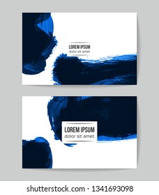 Set of vector business card templates with brush stroke background.