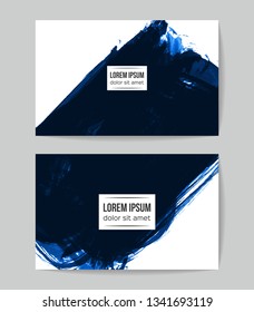 Set of vector business card templates with brush stroke background.