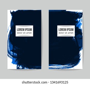 Set of vector business card templates with brush stroke background.