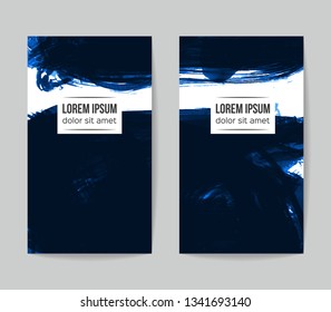 Set of vector business card templates with brush stroke background.
