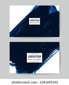 Set of vector business card templates with brush stroke background.