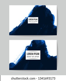 Set of vector business card templates with brush stroke background.