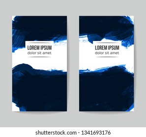Set of vector business card templates with brush stroke background.