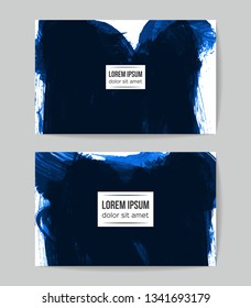 Set of vector business card templates with brush stroke background.