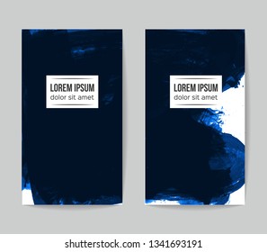 Set of vector business card templates with brush stroke background.